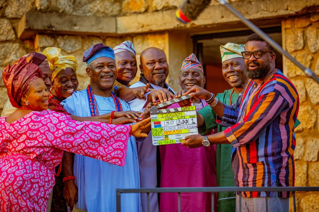 actors on set of ijogbon a movie by kunle afolayan