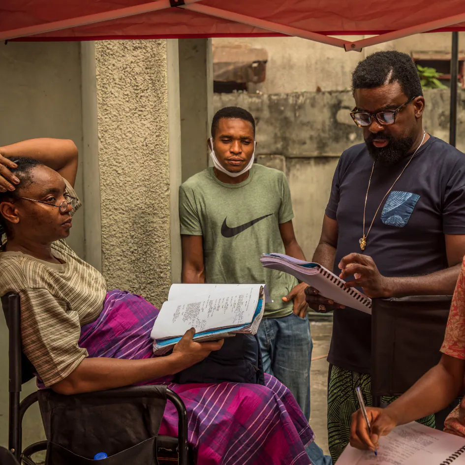Kunle Afolayan on set of swallow