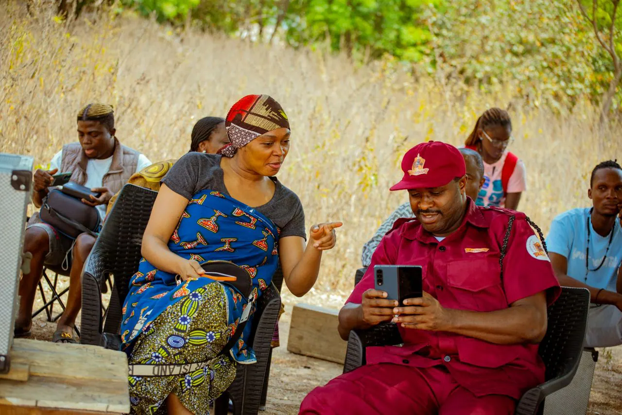 Tana Adelana and Femi Adebayo on set of IJOGBON
